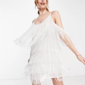 ASOS DESIGN embellished fringed mini dress